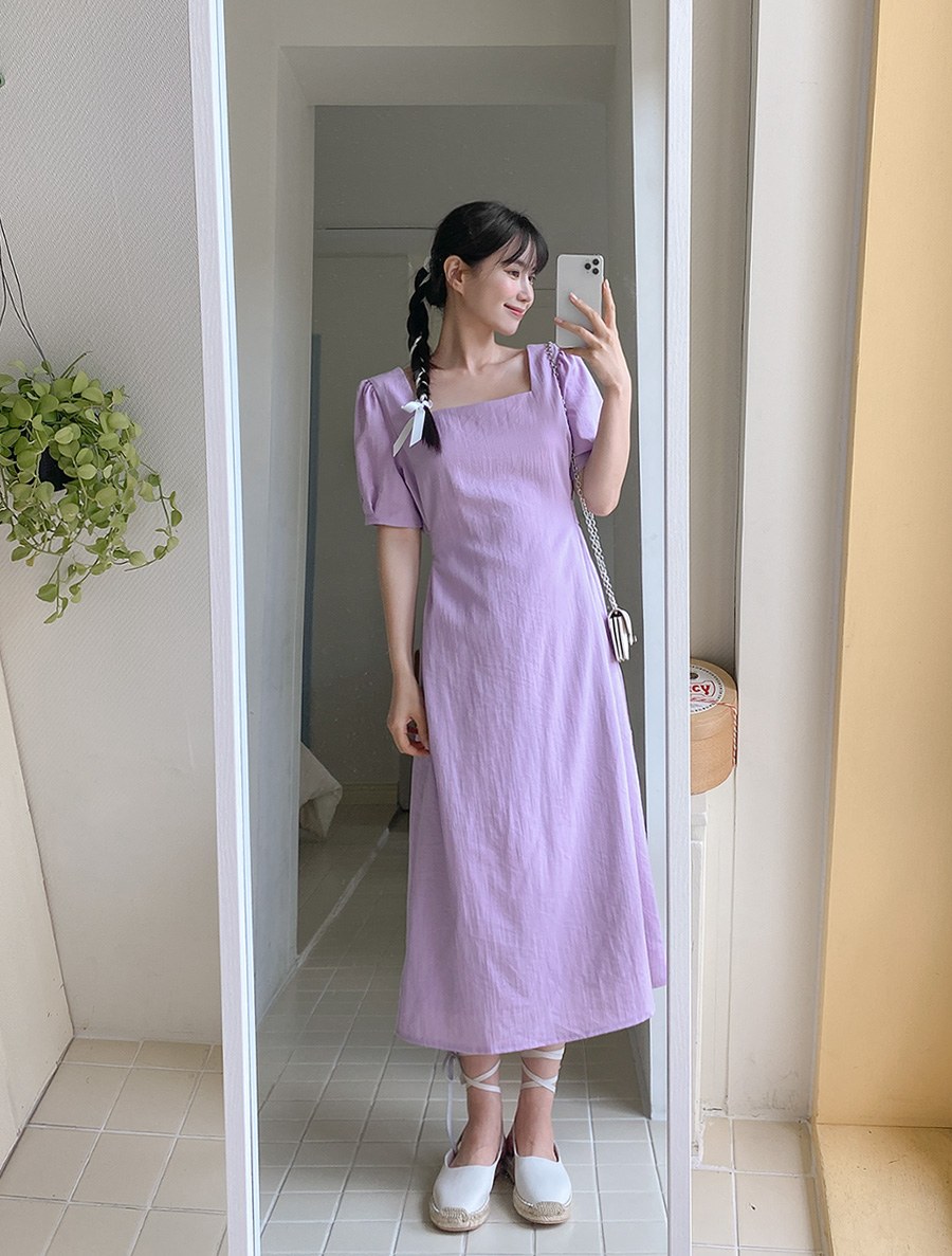 [EVELLET] Marendi Square Neck Long Dress
