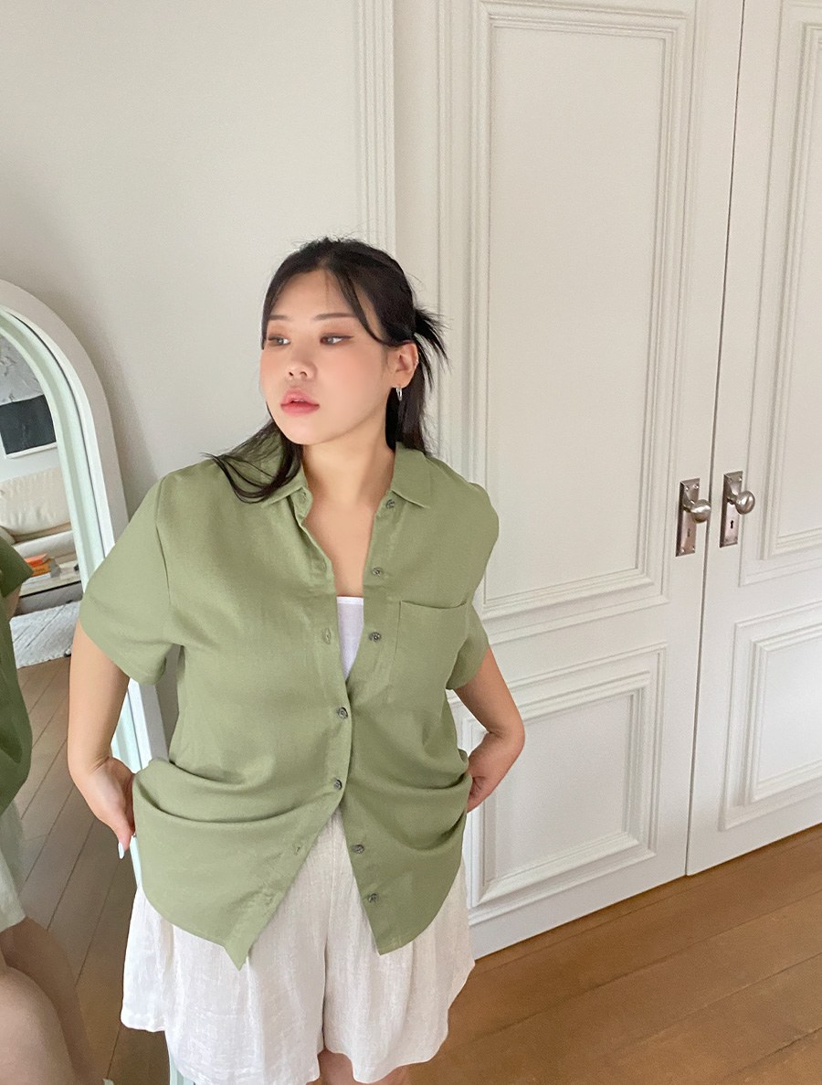 [EVELLET] Lumodin Linen Pocket Basic Shirt
