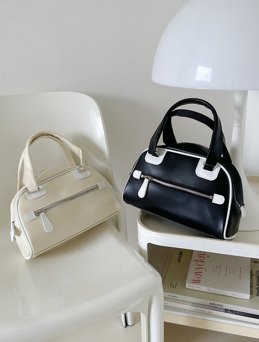 stripe leather handbag