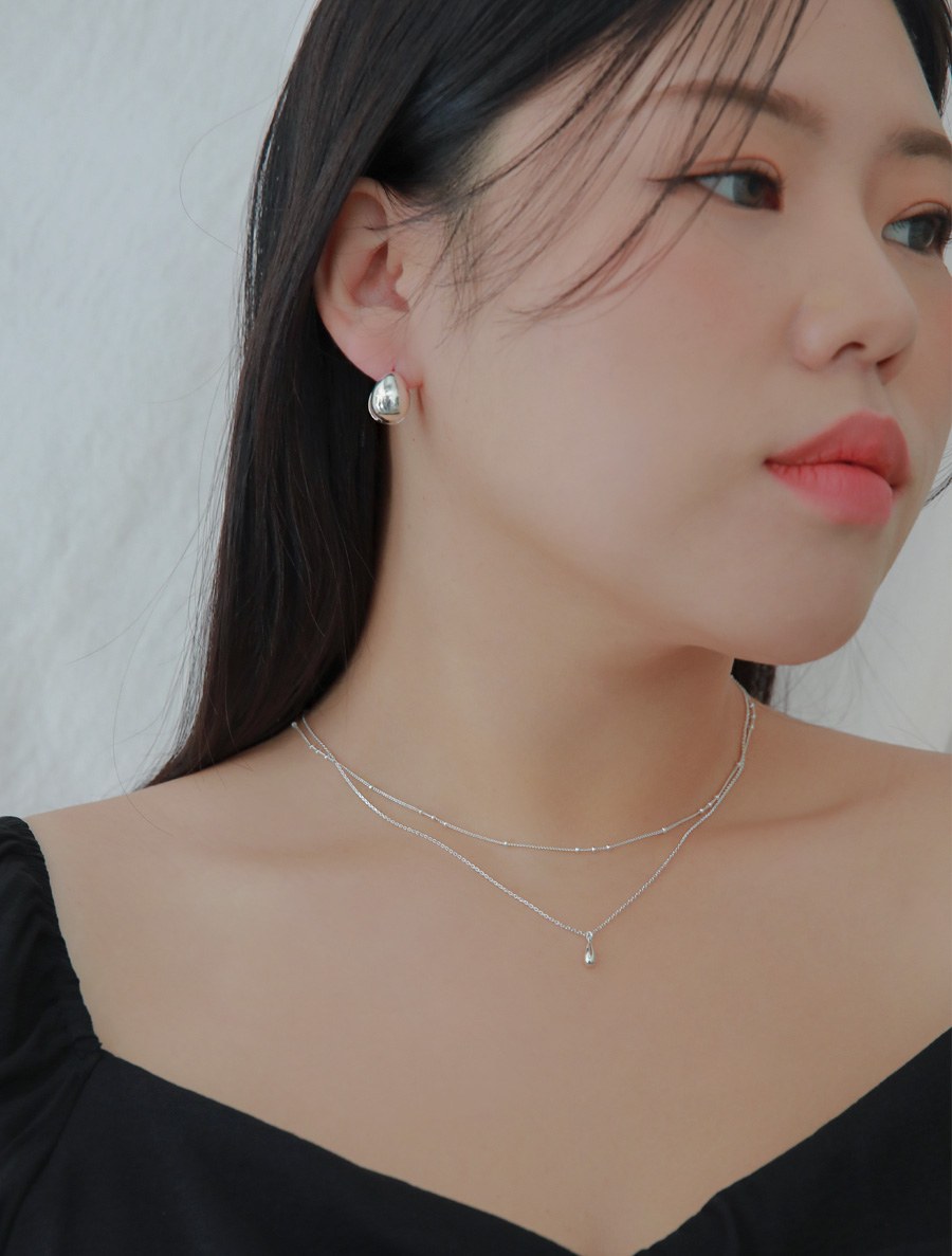 [925 silver] Purinf Silver Teardrop Necklace