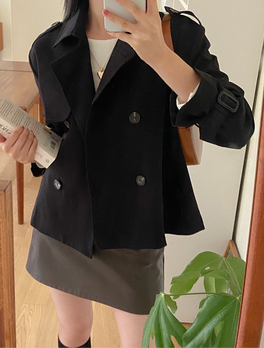 [EVELLET] Short double Trench Coat