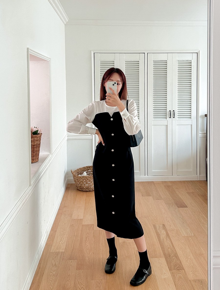 [EVELLET] Torico Shirt Bustier Long Dress