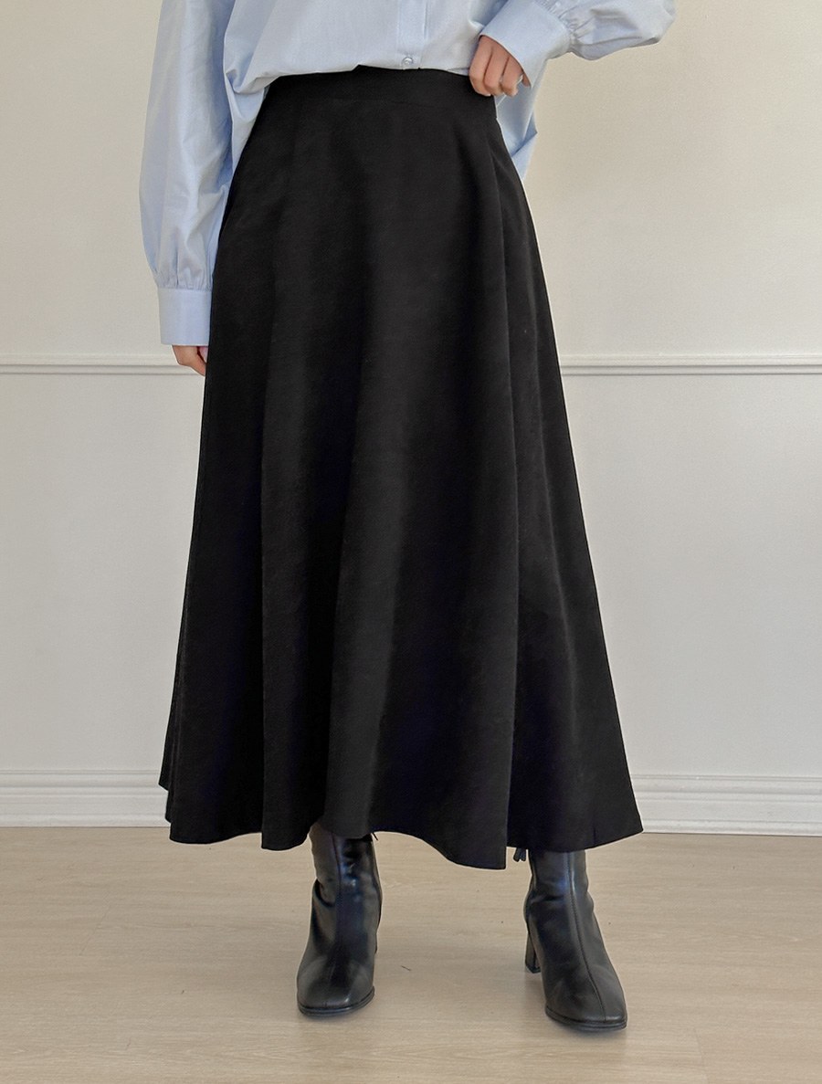 [EVELLET]Cheuven peach brushed long skirt