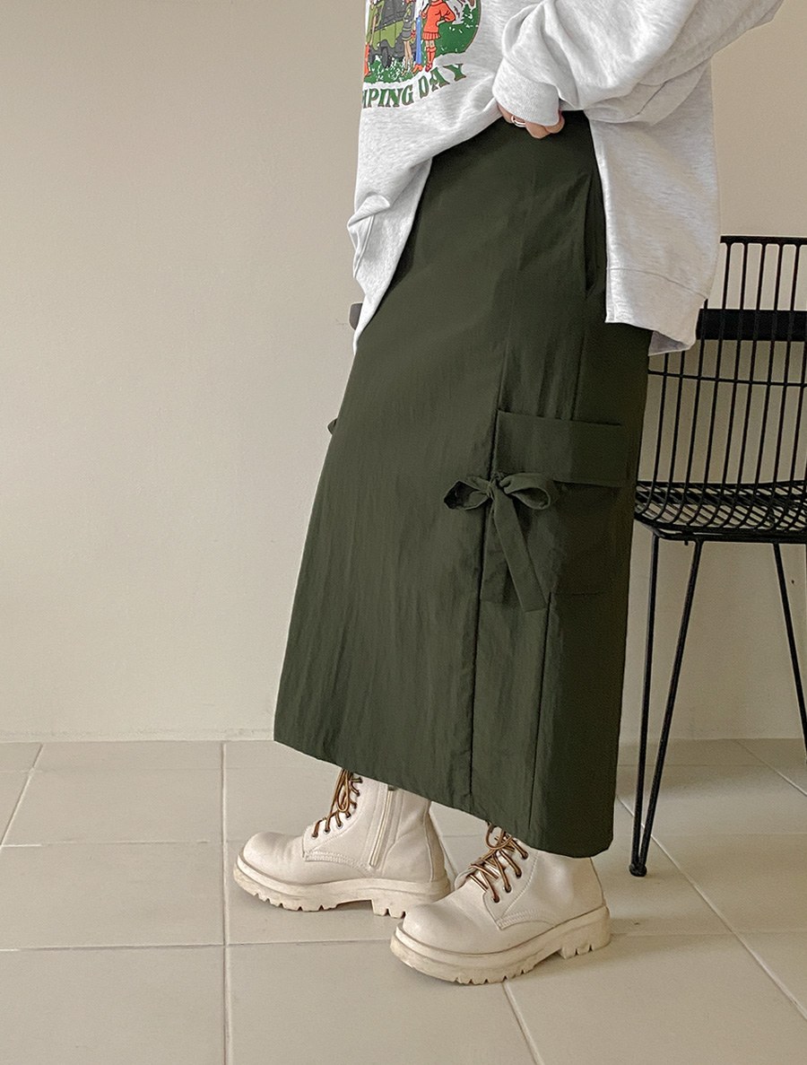Beauharty Cargo bowknot Long Skirt
