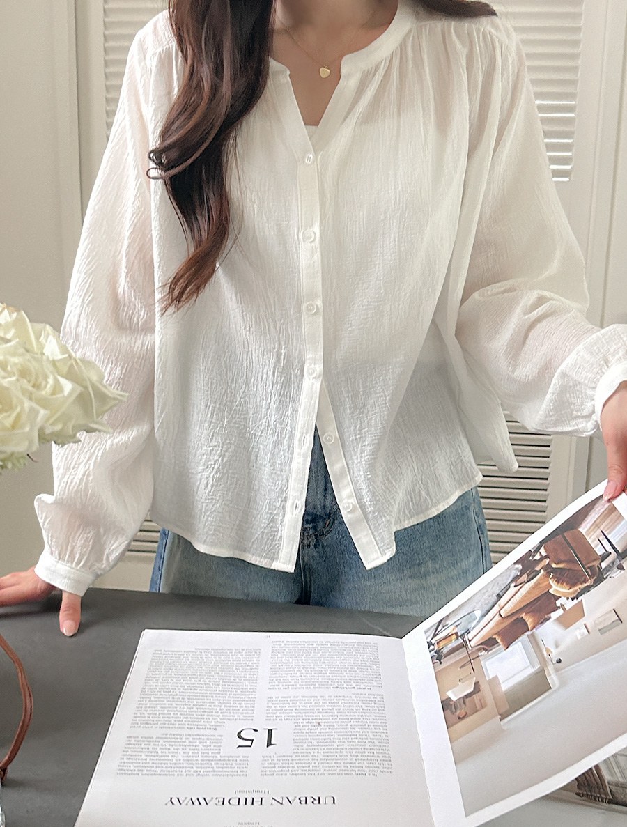 [EVELLET] Lee Se-an Cotton Shirring Blouse