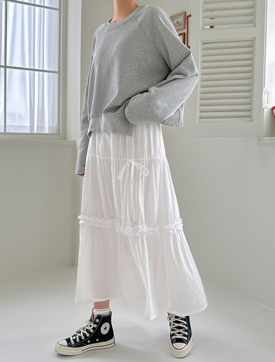 Coanbe bowknot Tiered Long Skirt