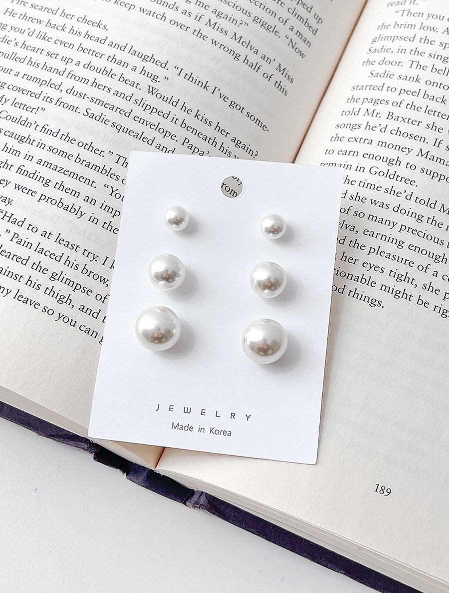 Chiahen pearl 3 types earring SET