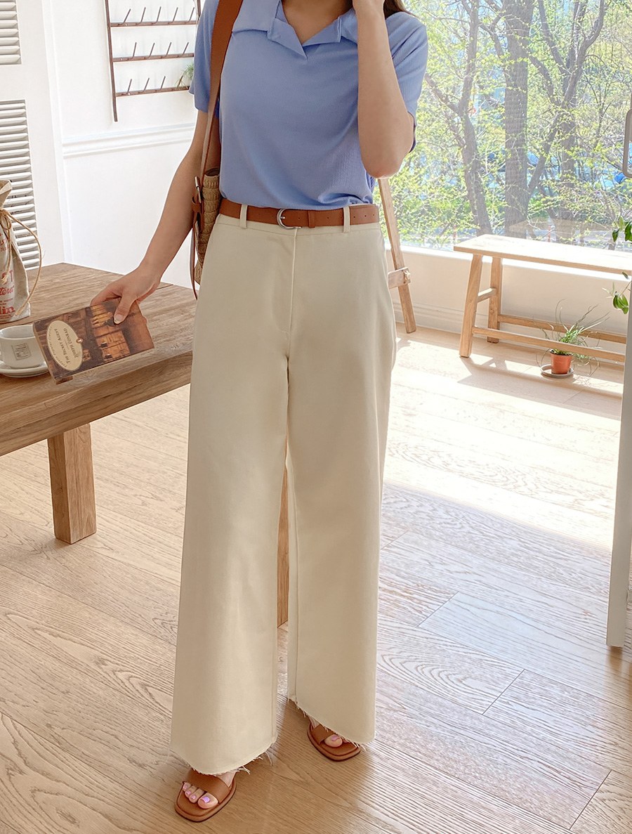 Sefbee Cutting Wide Long Pants