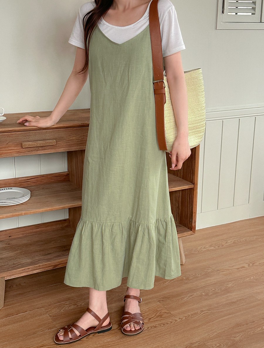 [EVELLET] Hireah Linen Bustier Long Dress