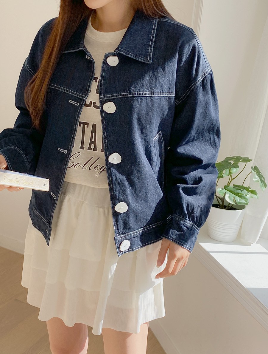 [EVELLET] Kohiden stitch denim jacket