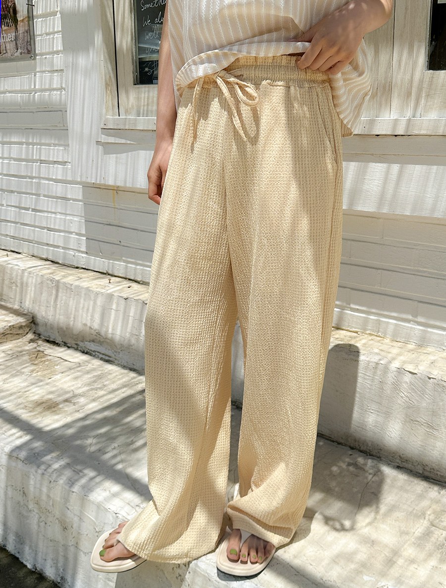 Bepurin Jagguard Wide Long Waistband Pants