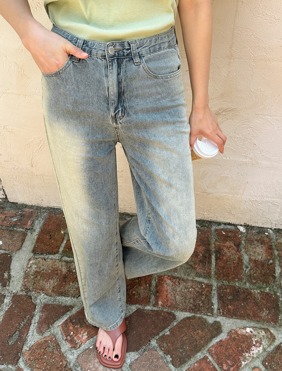 Rutain Cool Washing Straight Denim Pants by Length