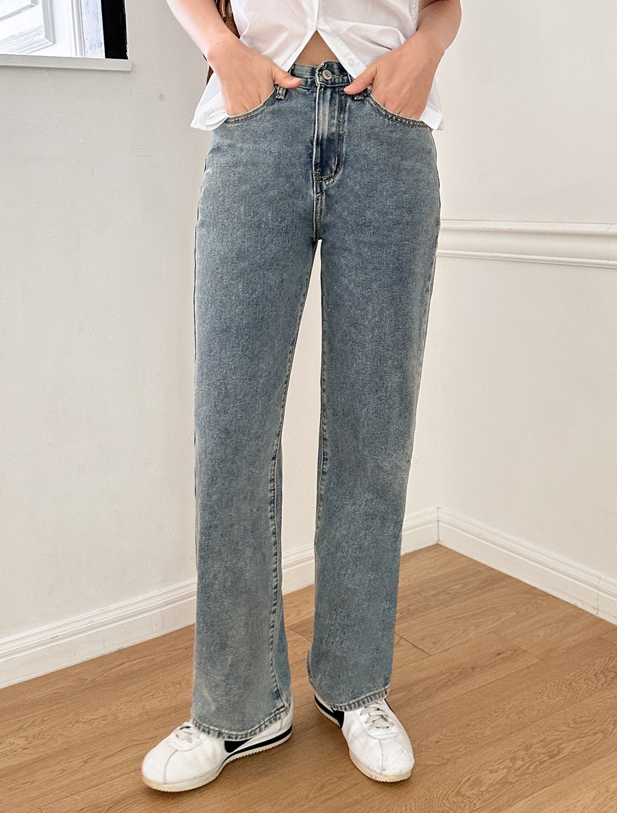 Straight denim pants by anbsen length