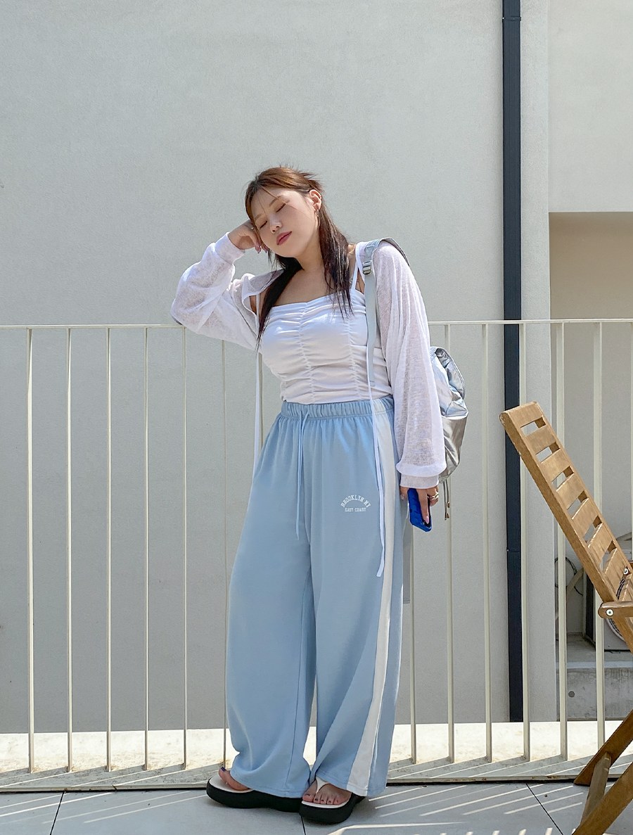 [EVELLET] Pvelde Contrast Graphic Print Wide Pants