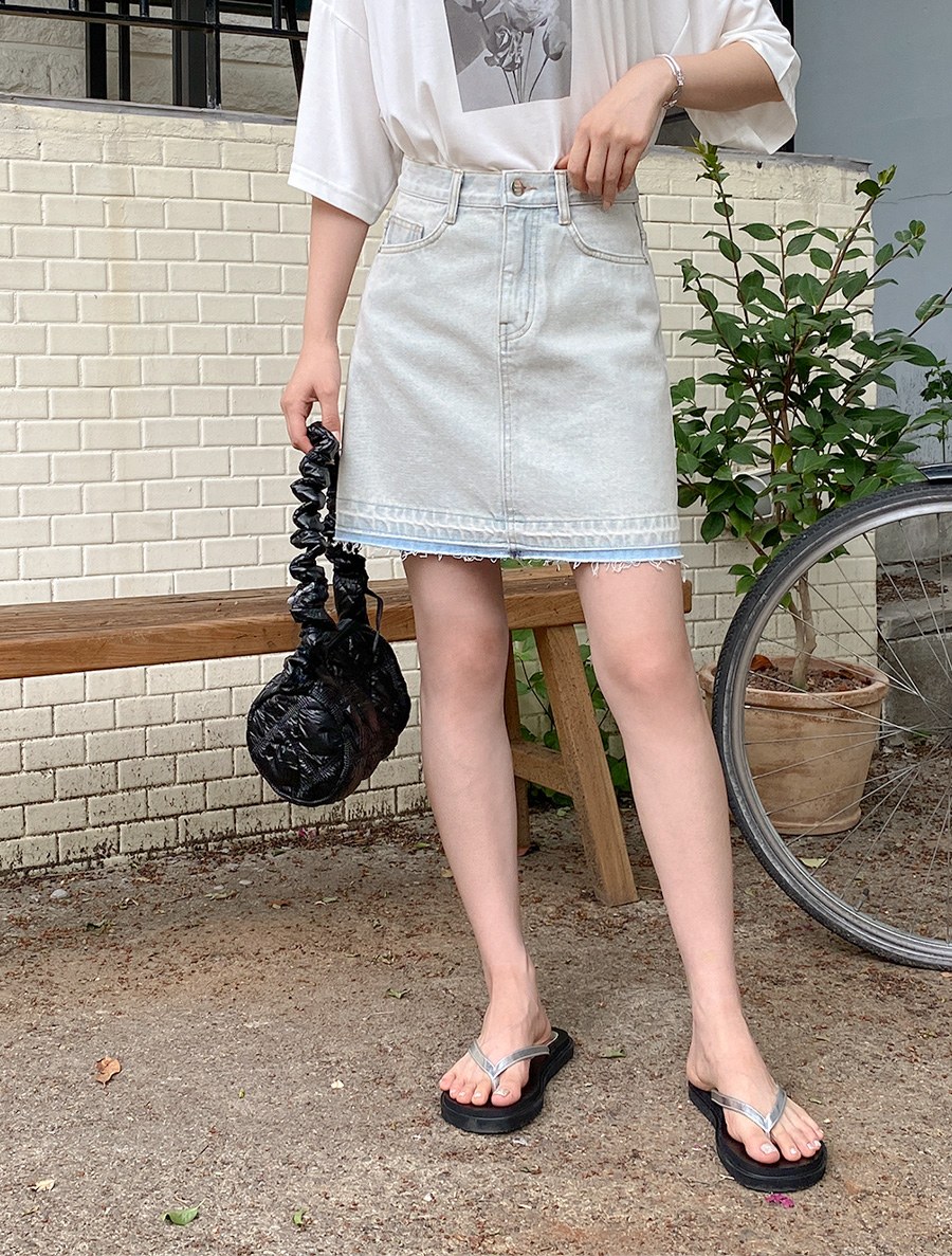 [EVELLET] Gadiren Washing Denim Skirt