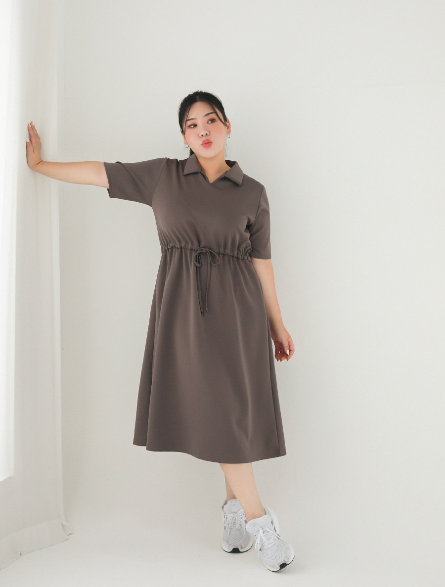 [EVELLET] Oud open collar string dress