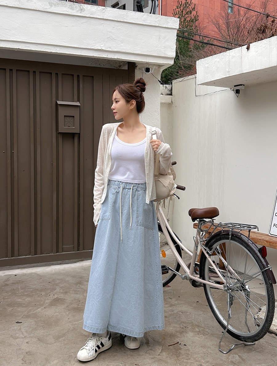 BIQUA Flare Denim Long Skirt