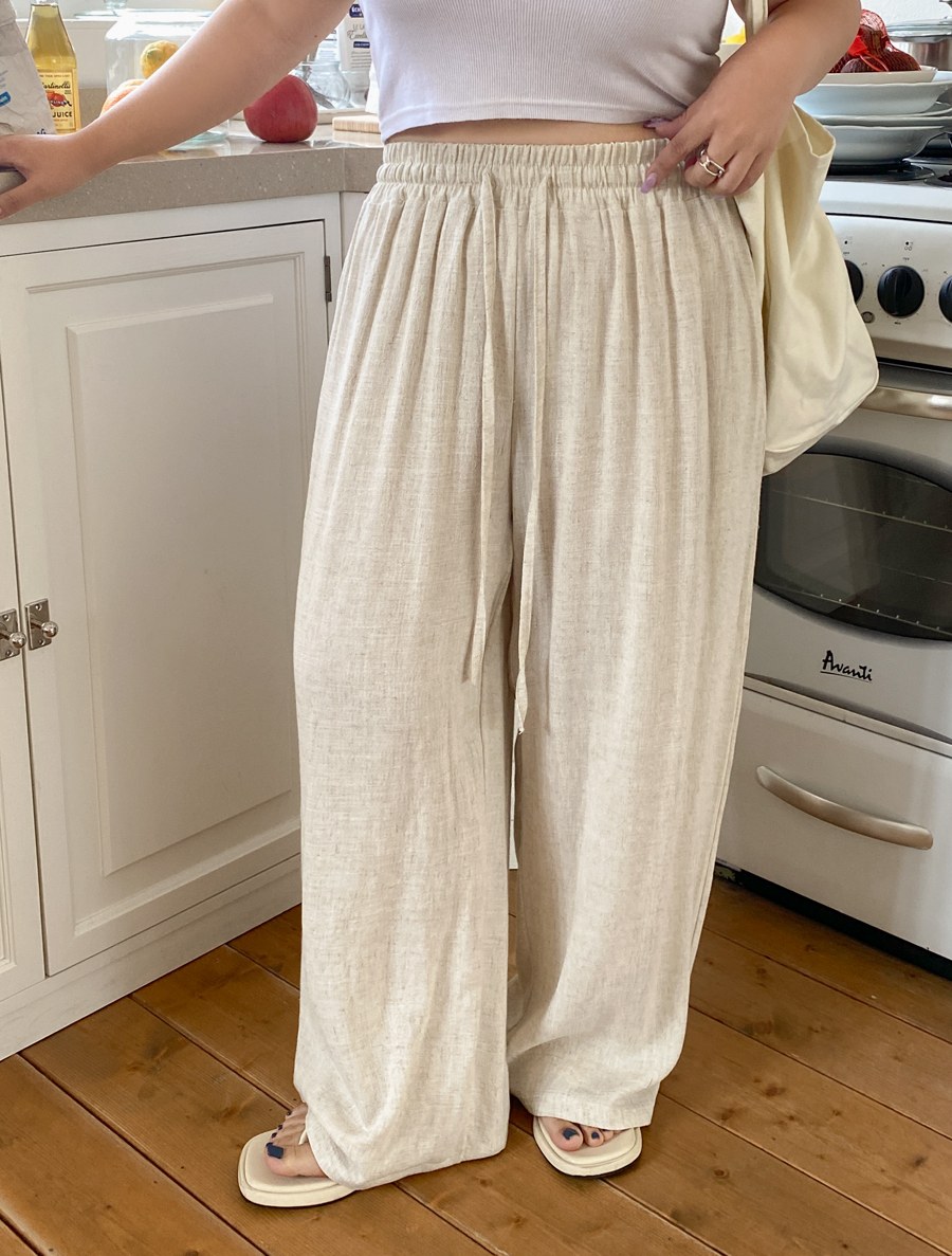 [EVELLET] Diffuin Linen Wide Waistband Pants