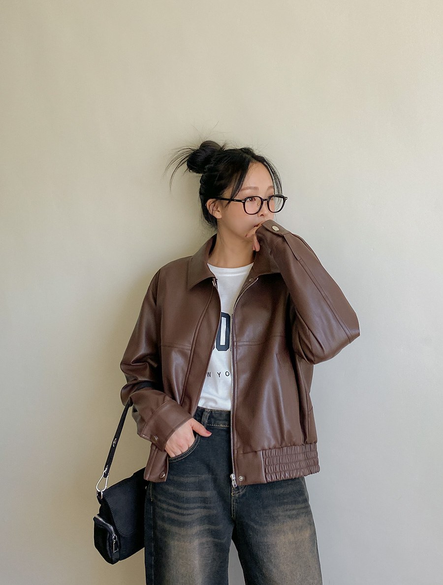 [EVELLET] Dajeni Blouson Leather Jacket