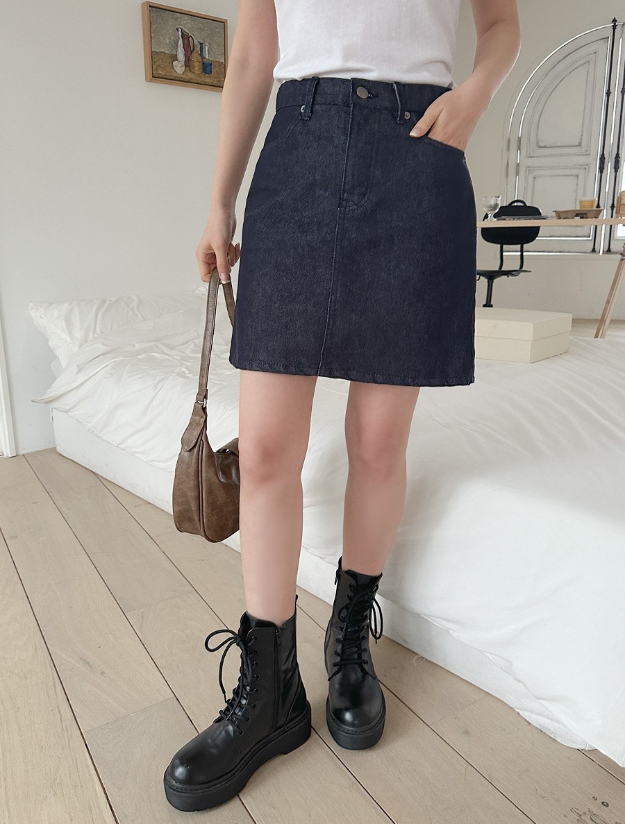 [EVELLET] Hattin Non-fade Denim Skirt