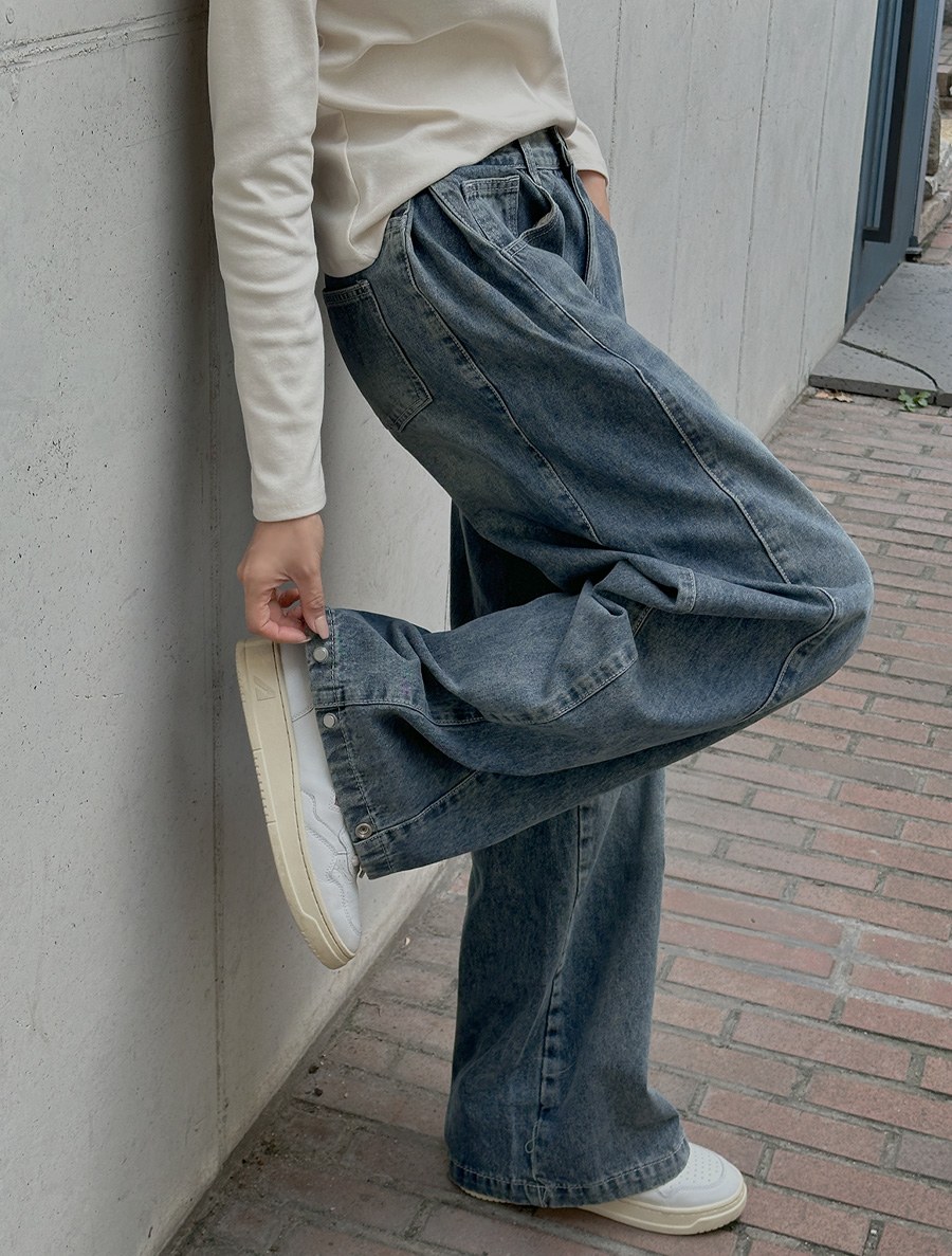 Ovenb Length-specific Cut Wide Denim Pants