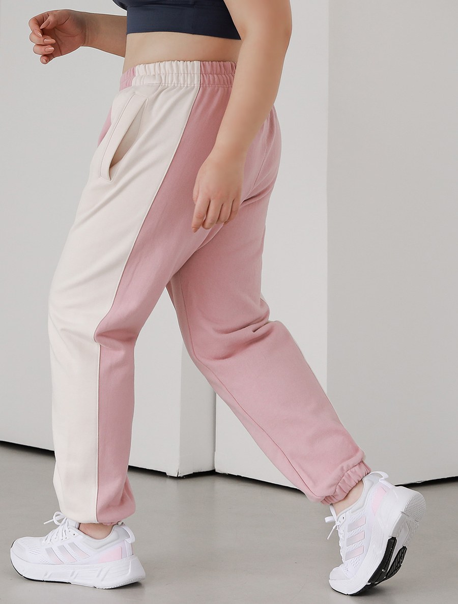 [EVELLET] Dined Waistband Contrast Jogger Pants