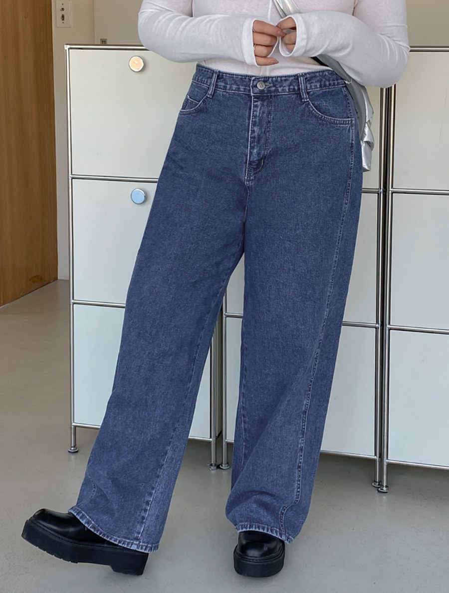 [EVELLET] Teen Jupe Cut Straight Denim Pants