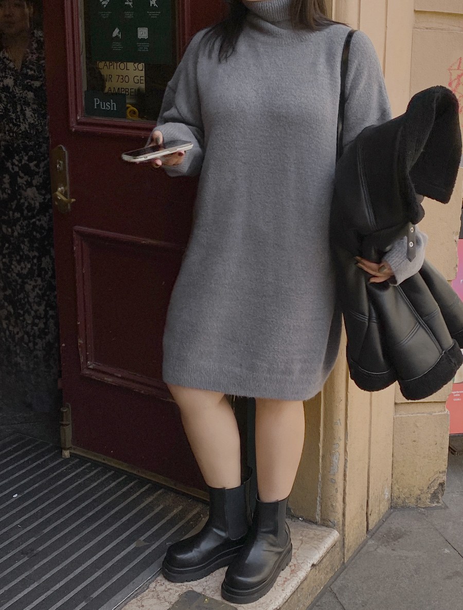 [EVELLET]Momentv Knit High neck Dress