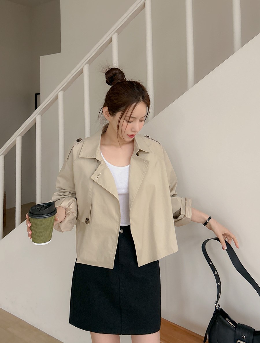 [EVELLET]Taperin Trench Short Coat