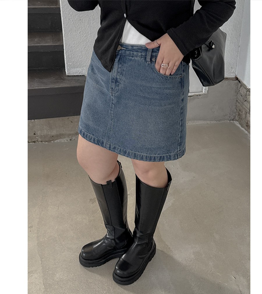 [EVELLET] Rayone Denim Mini Pants Skirt