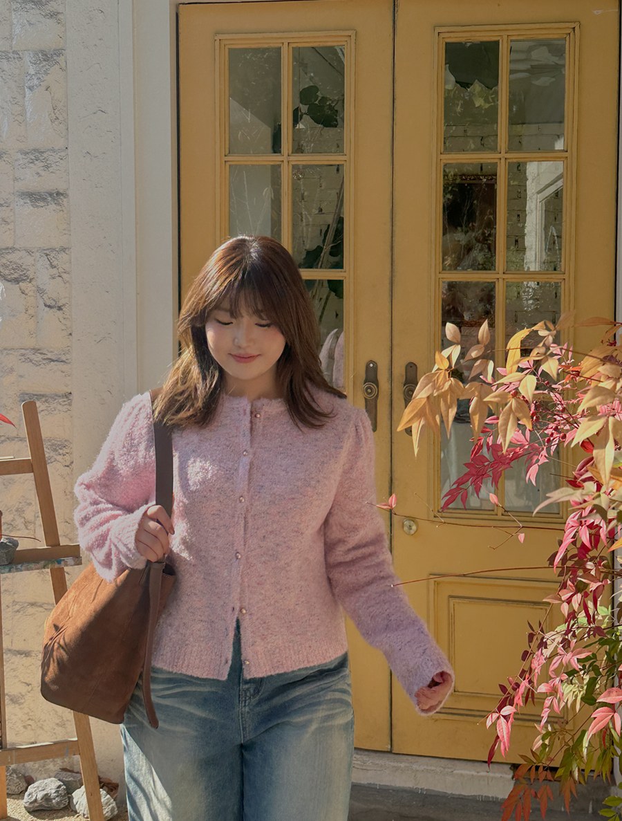 [EVELLET] Enseason Puff Knit Cardigan