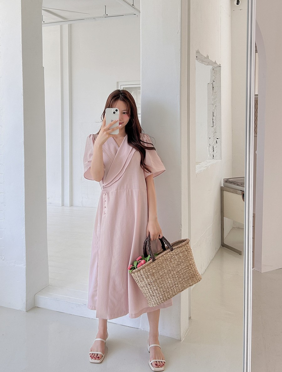 Thiobin Frill wrap Long Dress