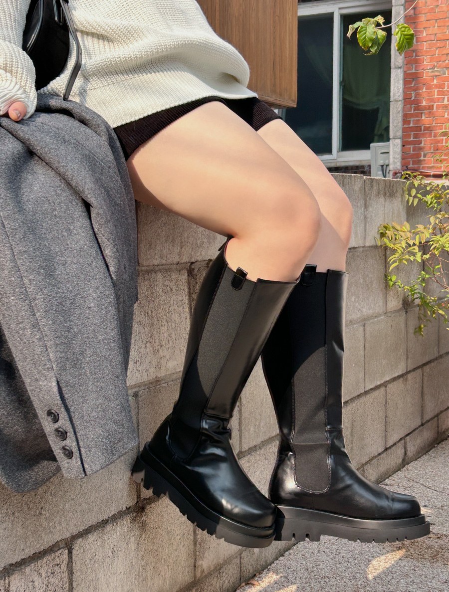 [EVELLET] Tejuon Waistband Long Chelsea Boots