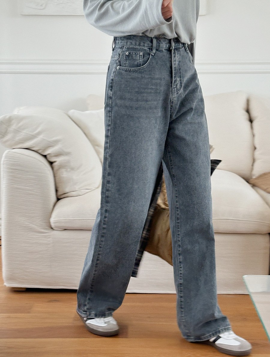 Bkins wide denim pants by length