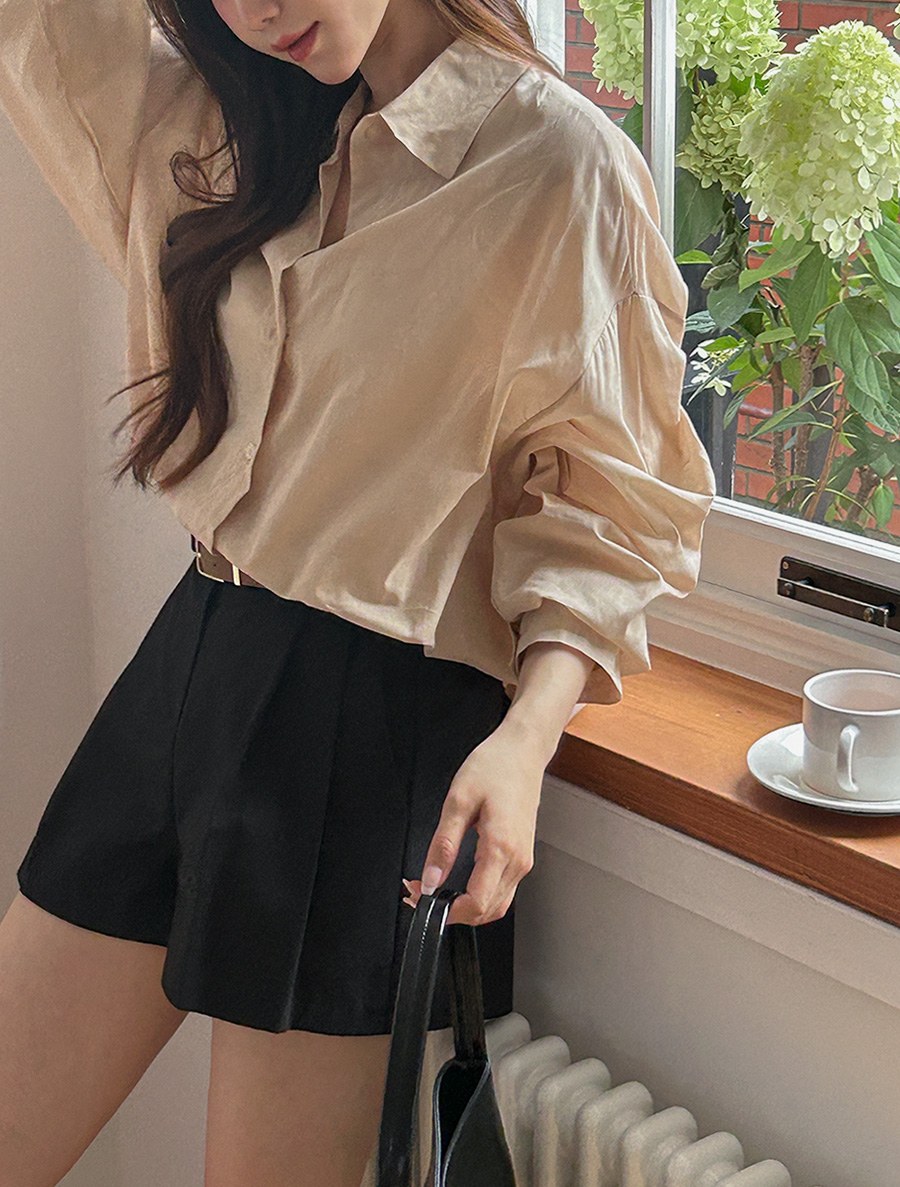 Hevui See-through look Long Cotton Shirt