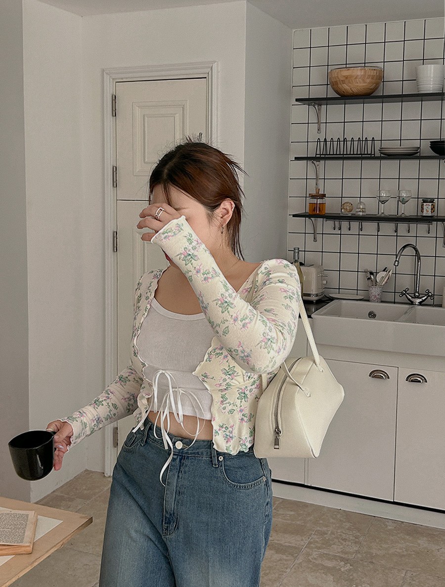 Cutie Flower Wave Bowknot Cardigan