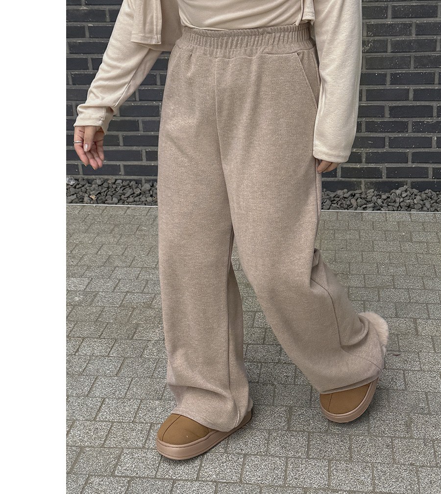 Mihet fleece Ribbed Long Waistband Pants