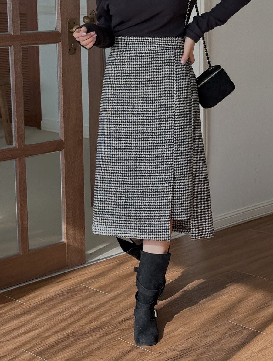 Denmizu Hound Plaid Check Team Skirt