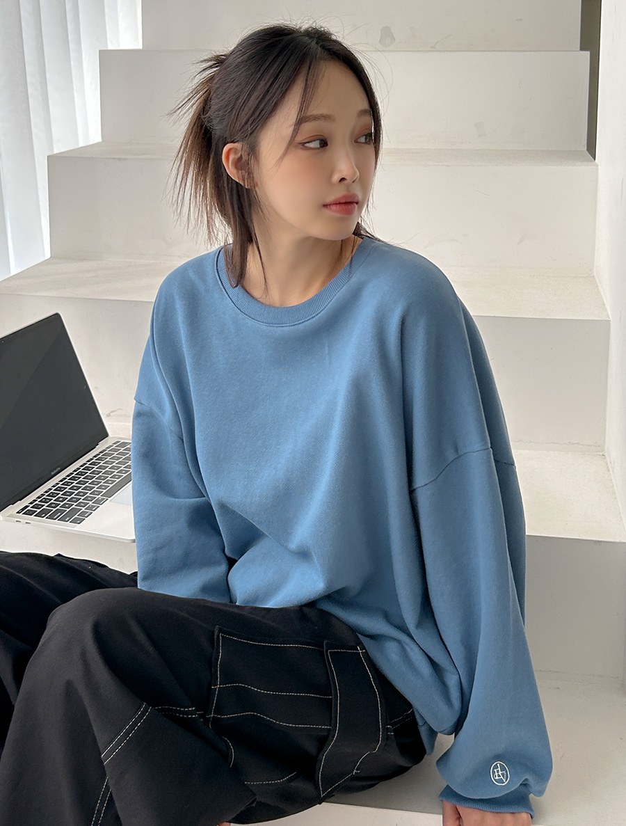 [EVELLET]Potation Basic Embroidery Sweatshirt