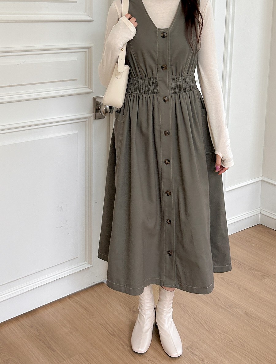 [EVELLET] Elome Cotton Smoke Long Dress