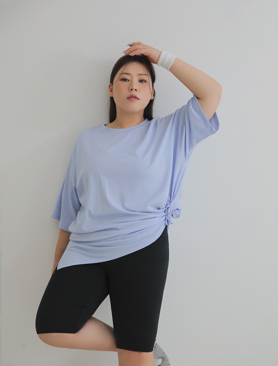 [EVELLET] Pleated Slit Short-sleeve T-shirt