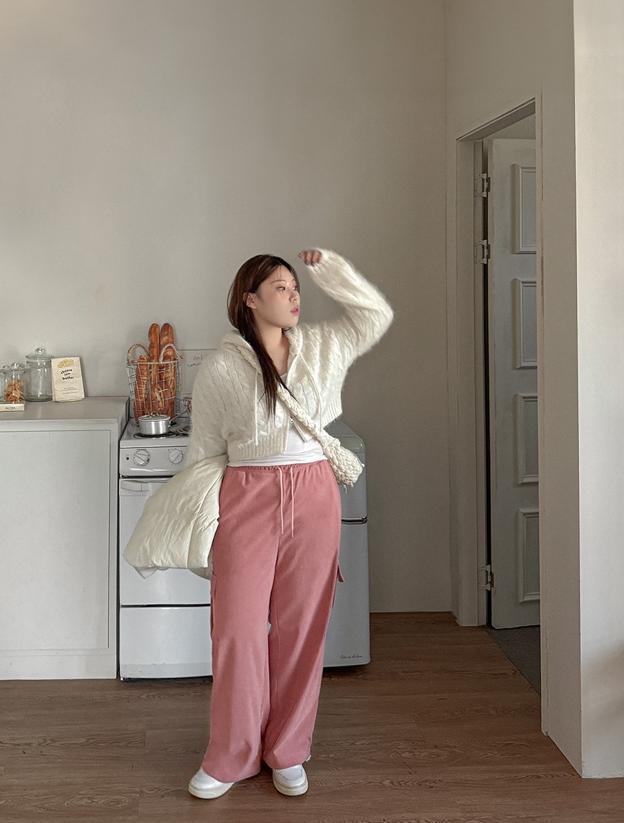 [EVELLET] Carbony Corduroy Cargo Waistband Pants