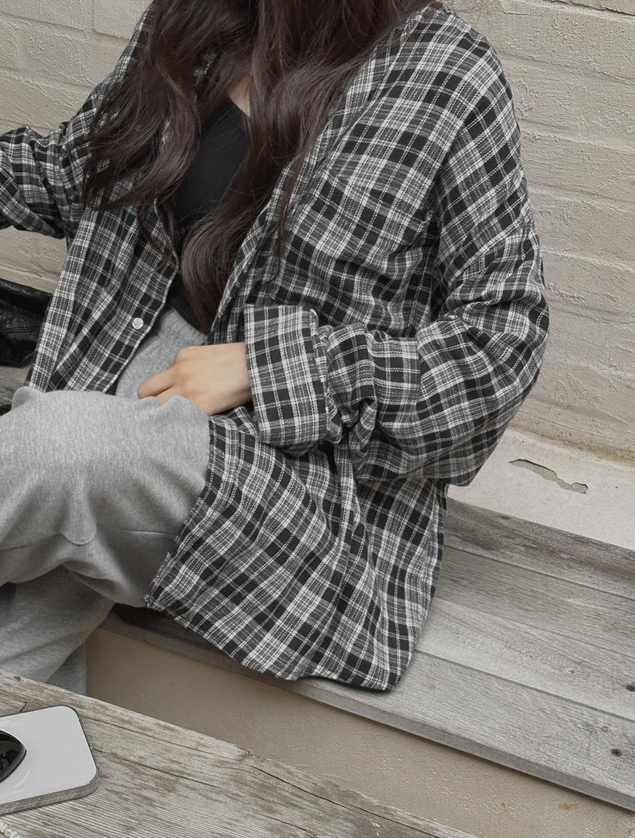 Defendi Plaid Check Unbalance Shirt