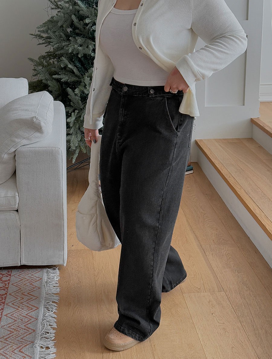 [Daily Pants] Del Yuna fleece Straight denim pants