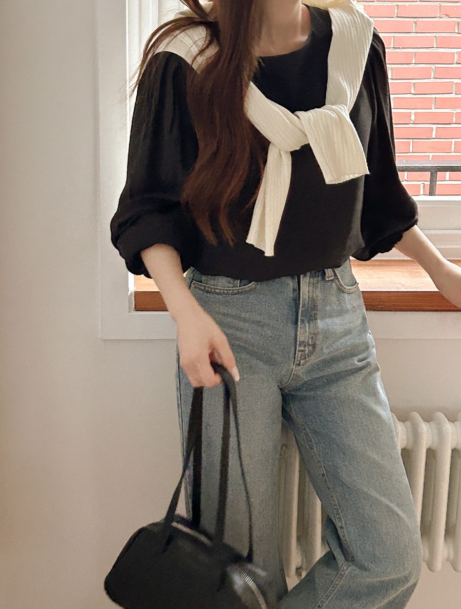 [EVELLET] PUVIMEN Silky Puff Blouse