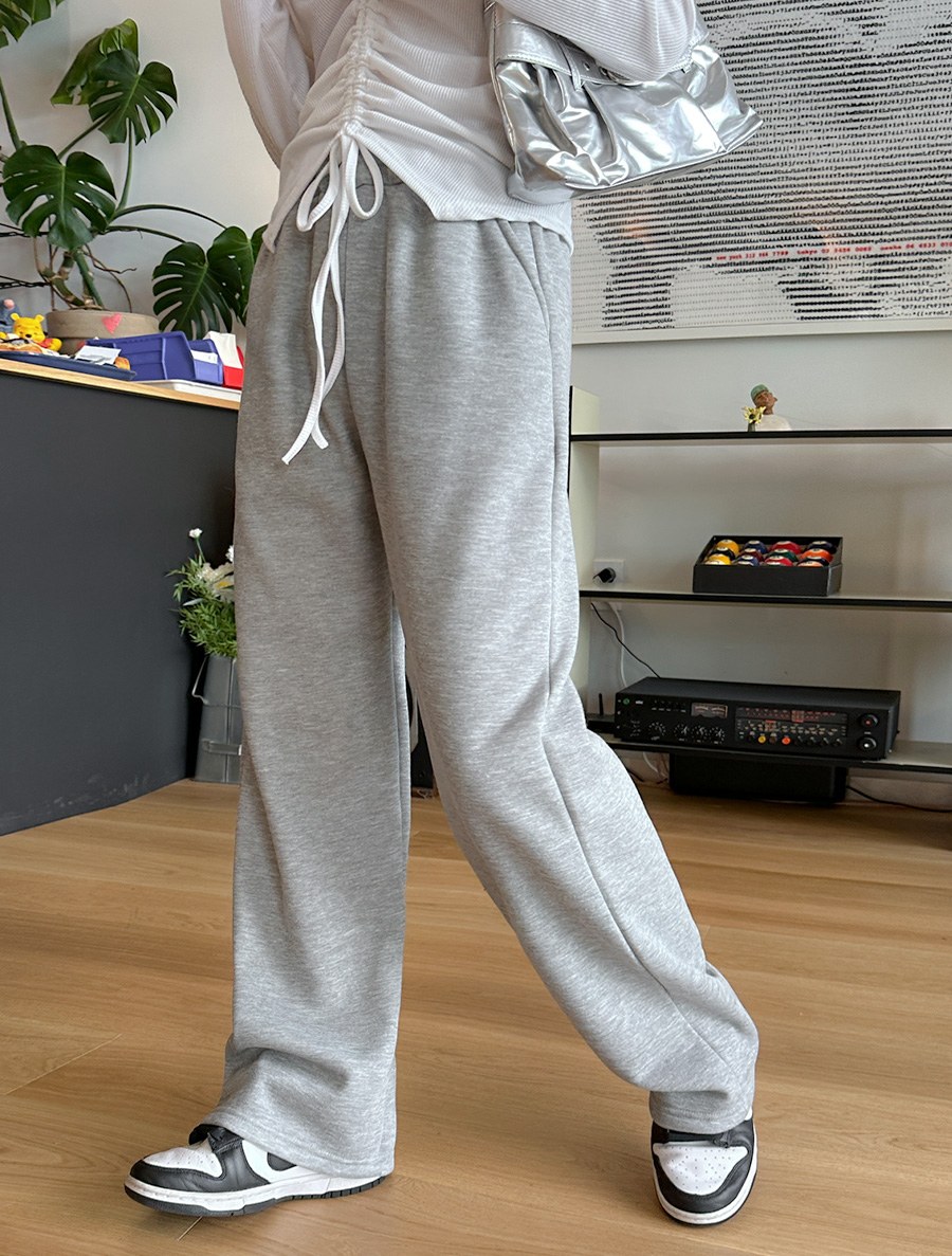 [EVELLET] Raffian fleece Wide Waistband Pants