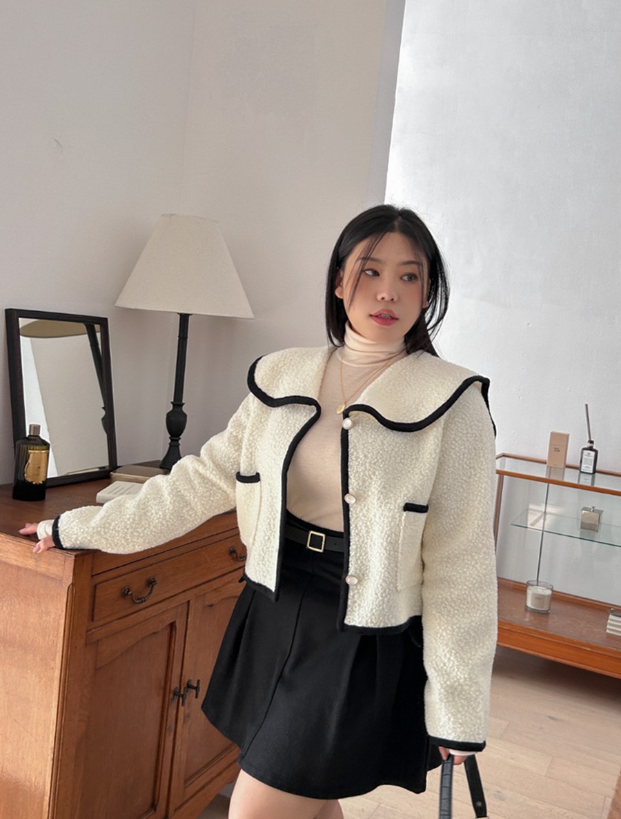 [EVELLET] Danibell Collar Contrast Jacket