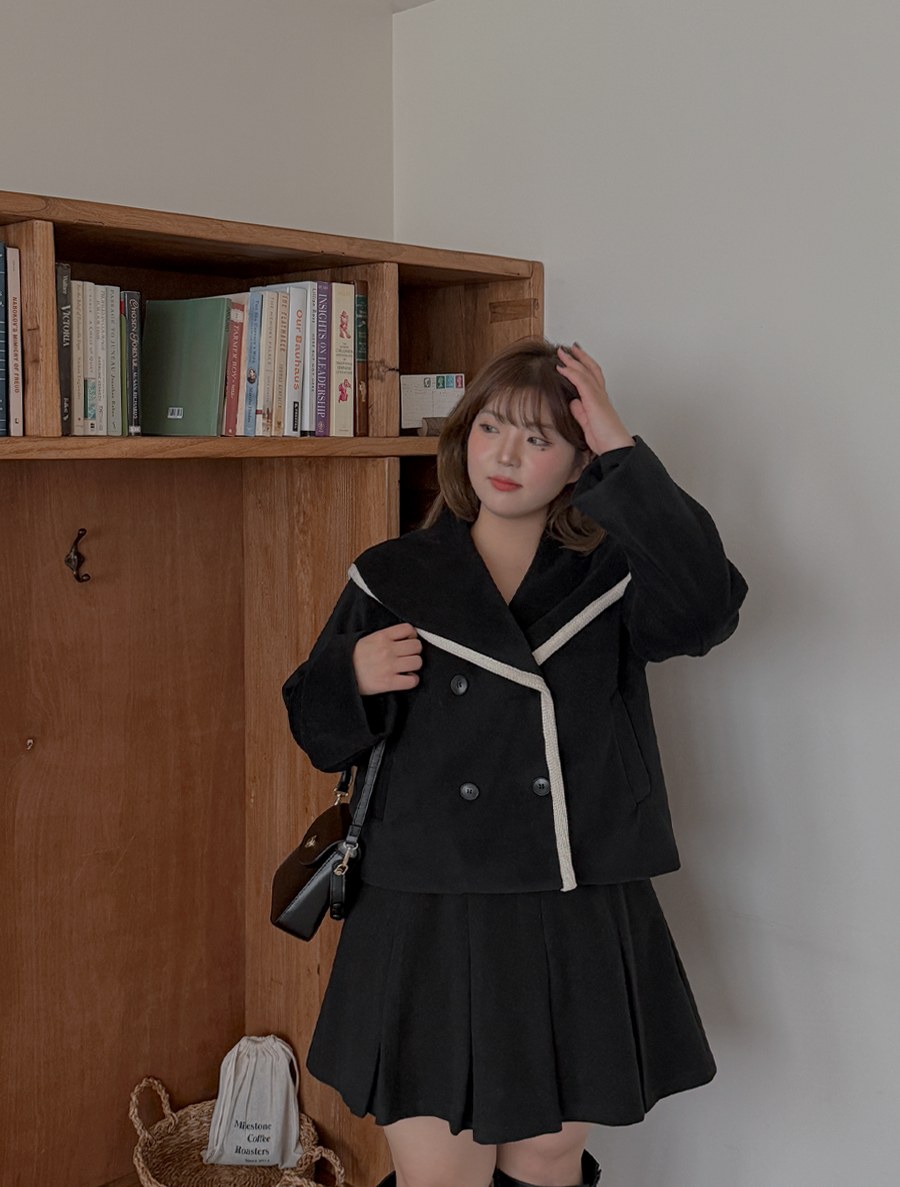 [EVELLET] Yumer Sailor Collar quilting half coat