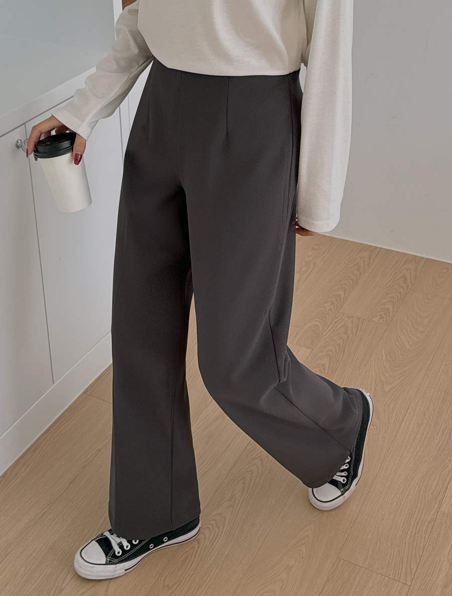 [EVELLET]Tubelin Mink Semi-Wide Slacks