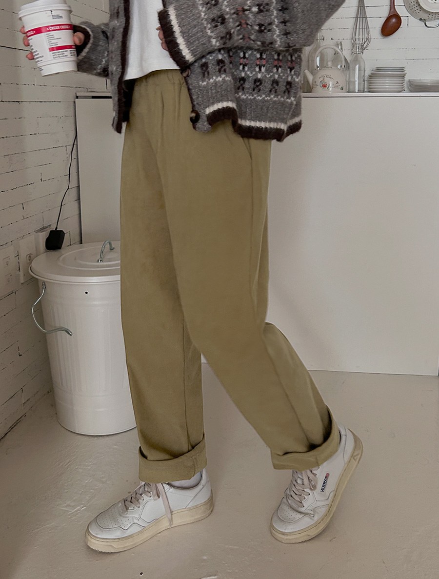 Remuti fleece corduroy Straight Waistband Pants